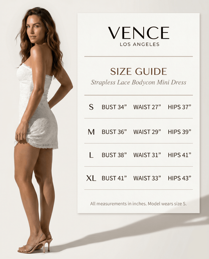 Strapless Lace Bodycon Mini Dress - vencé