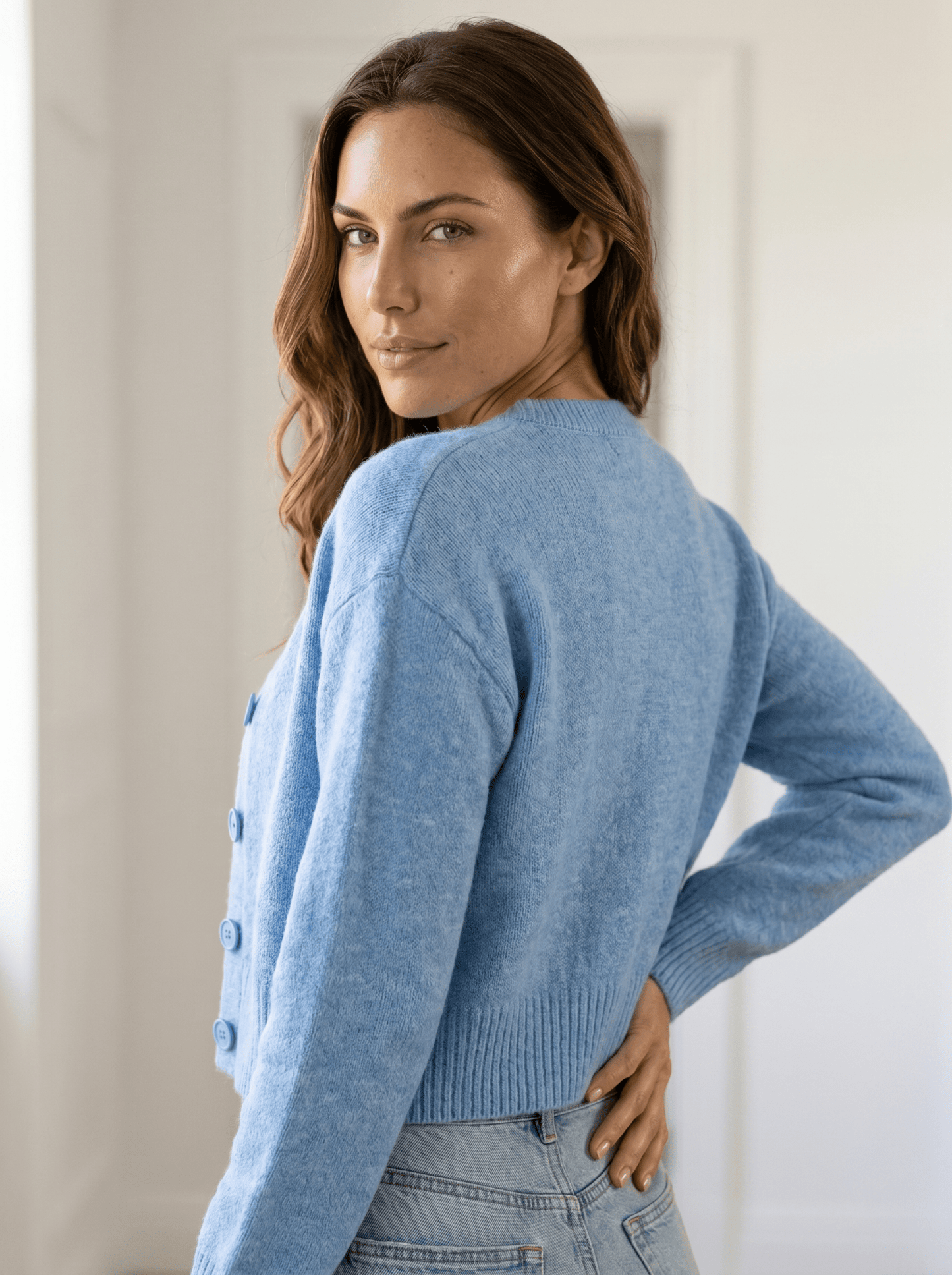 Stripe Open-Knit Mohair Cropped Sweater - vencé