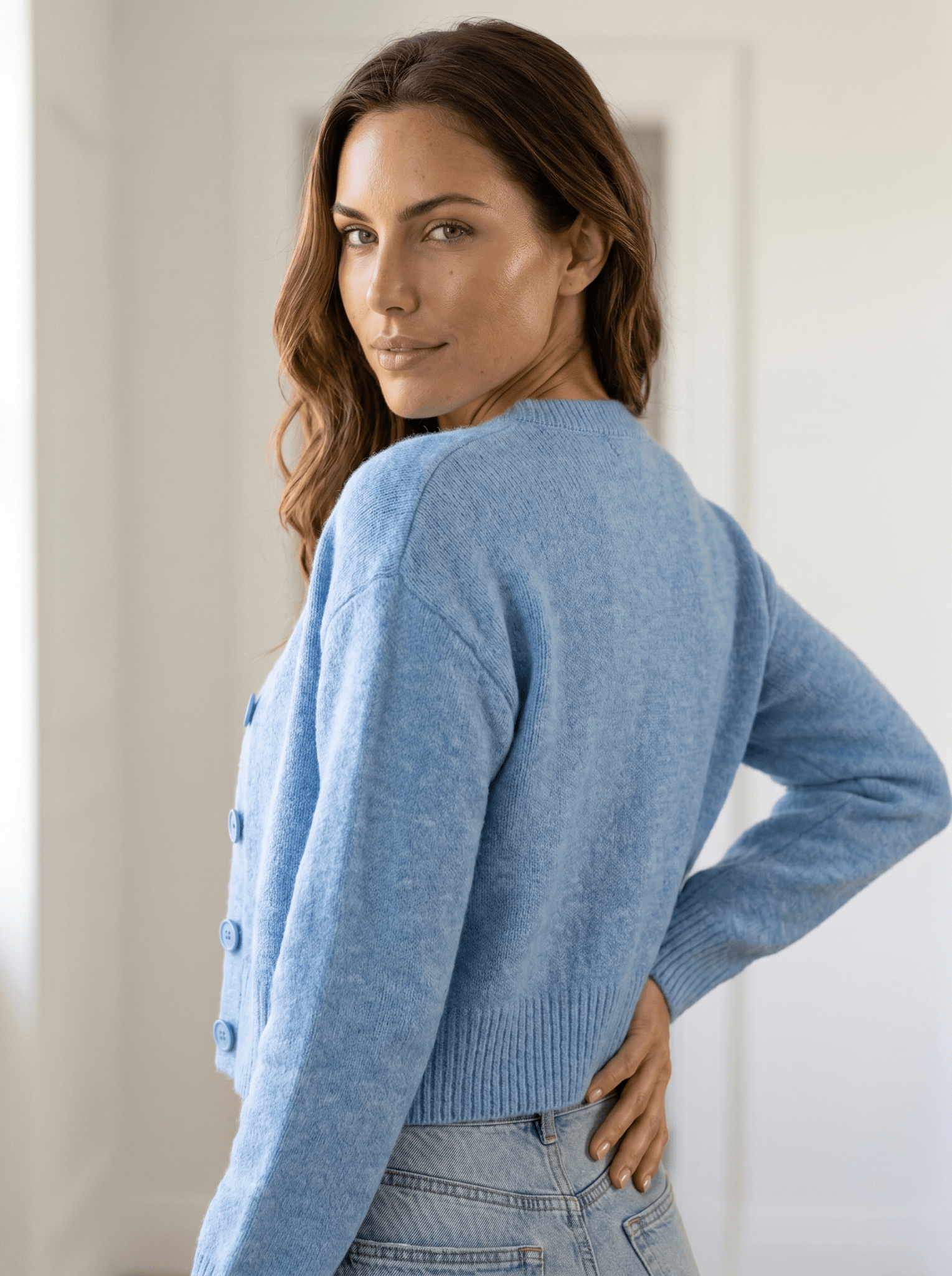 Stripe Open-Knit Mohair Cropped Sweater - vencé