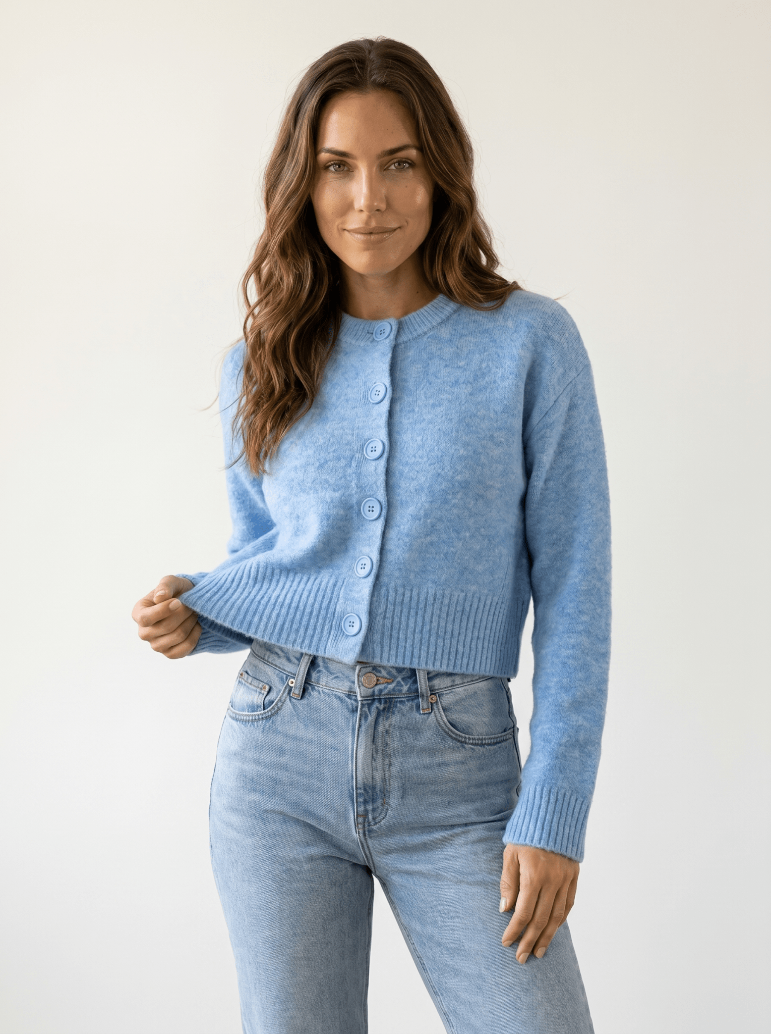 Stripe Open-Knit Mohair Cropped Sweater - vencé