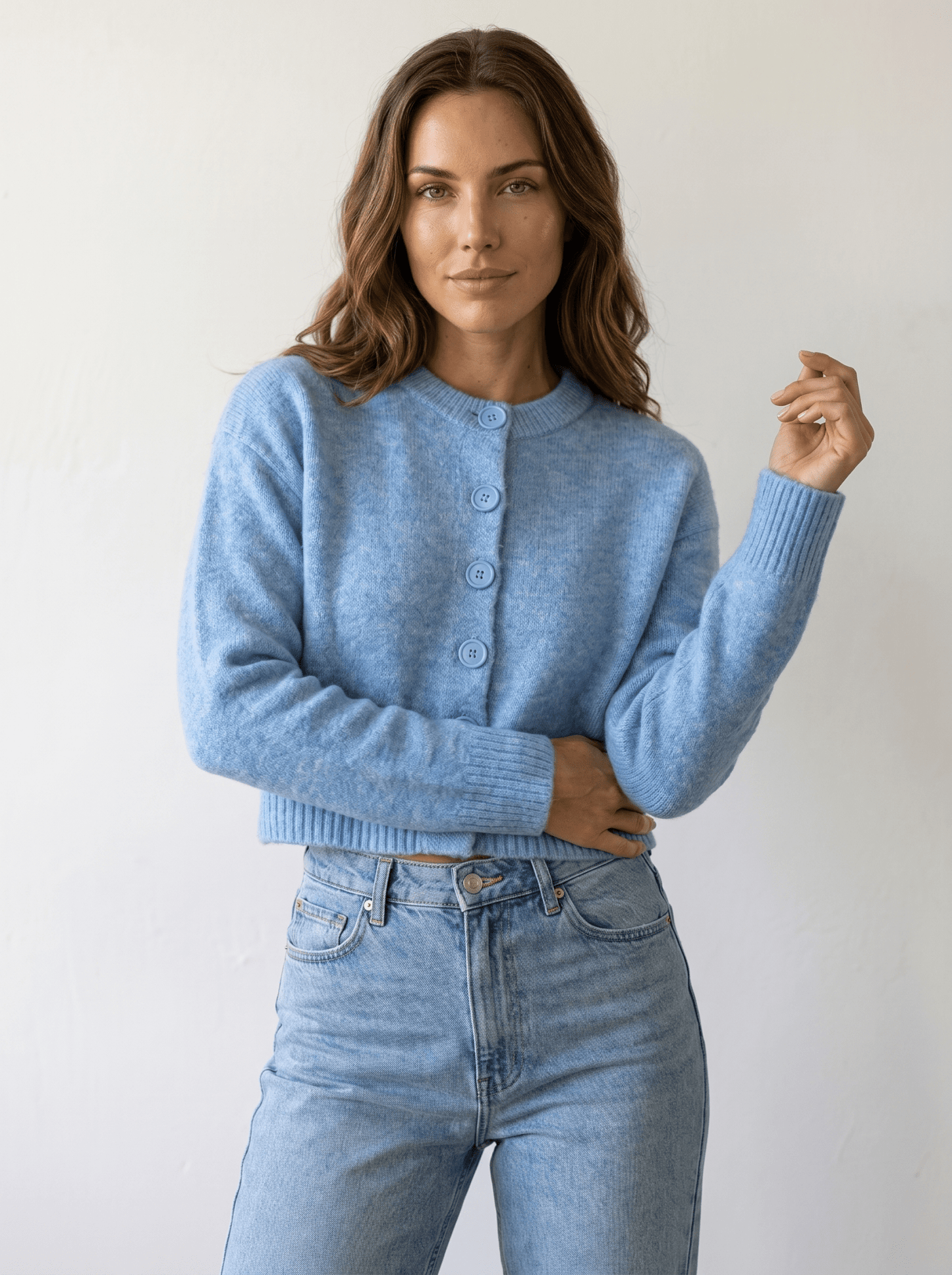 Stripe Open-Knit Mohair Cropped Sweater - vencé