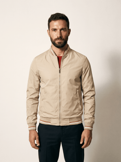 Striped - Trim Mens Baseball Bomber Jacket - vencé