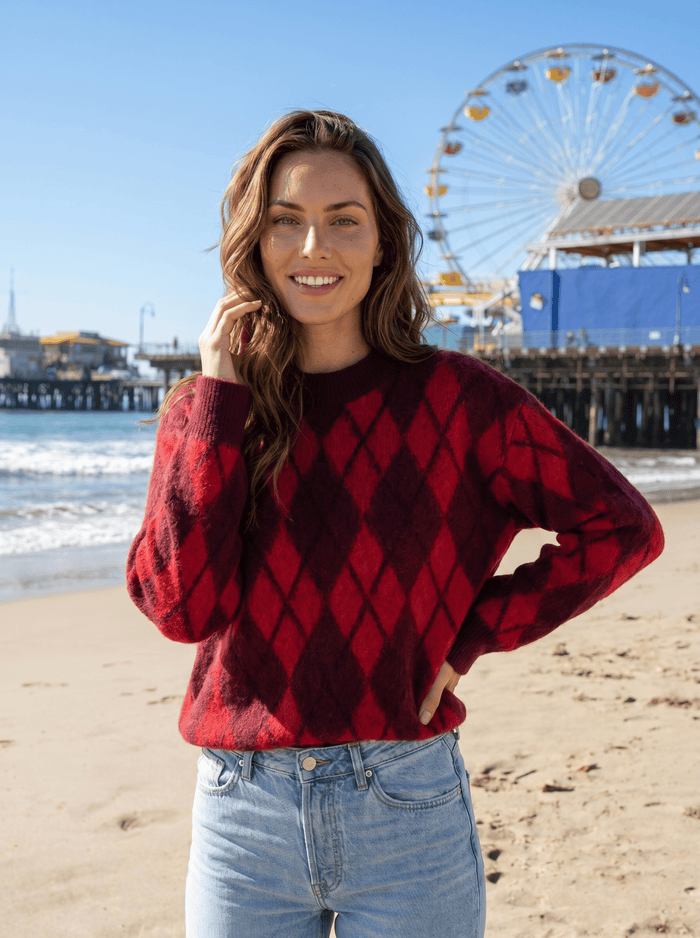 Striped V-Neck Oversized Cable Cardigan