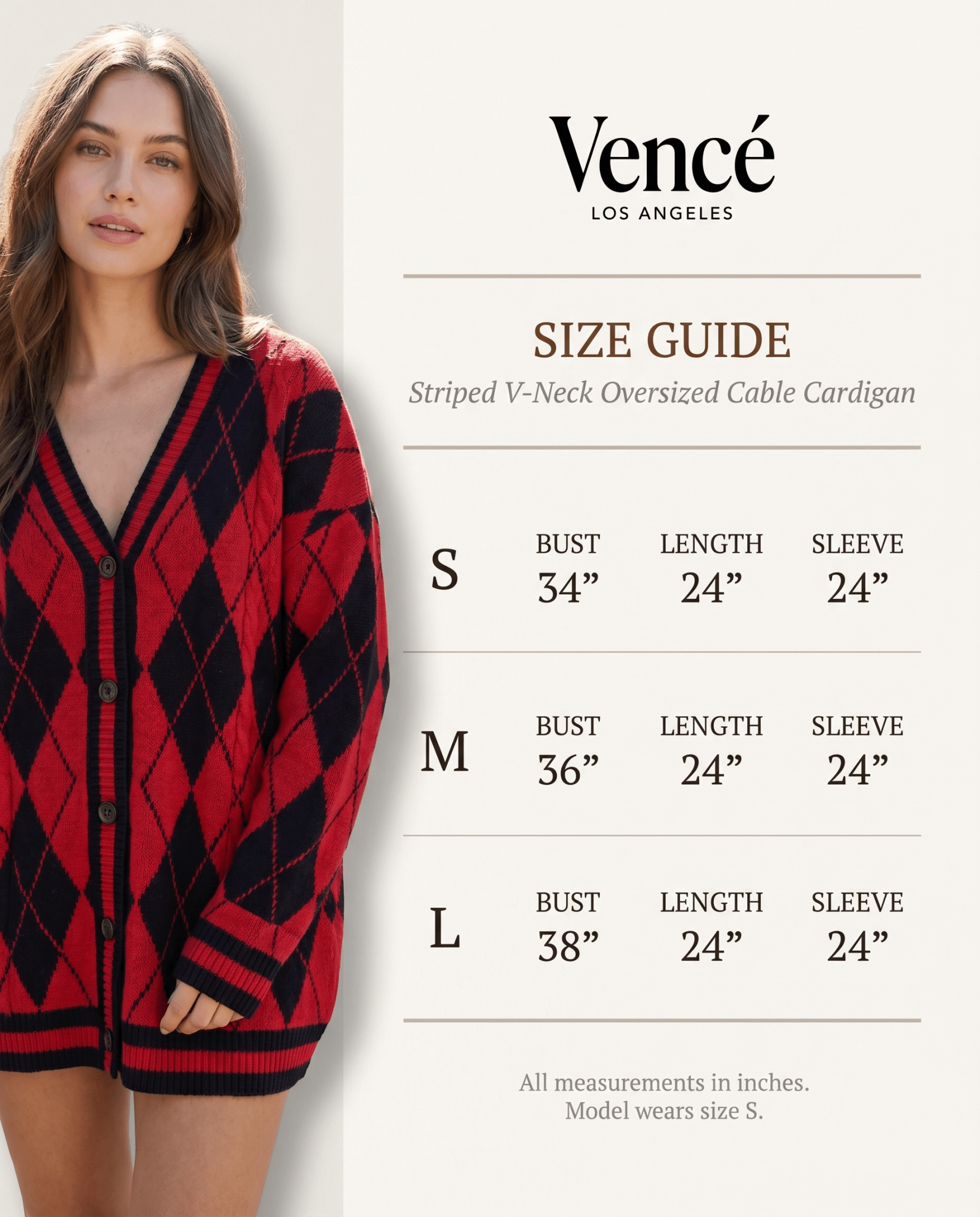 Striped V-Neck Oversized Cable Cardigan - vencé