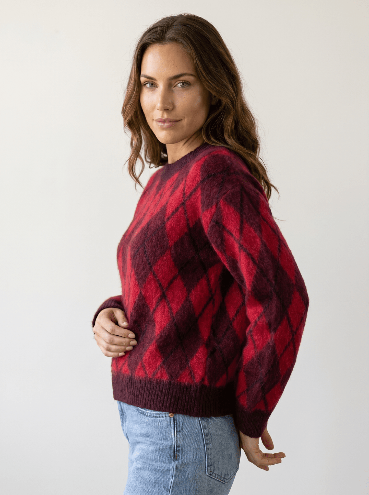 Striped V-Neck Oversized Cable Cardigan - vencé