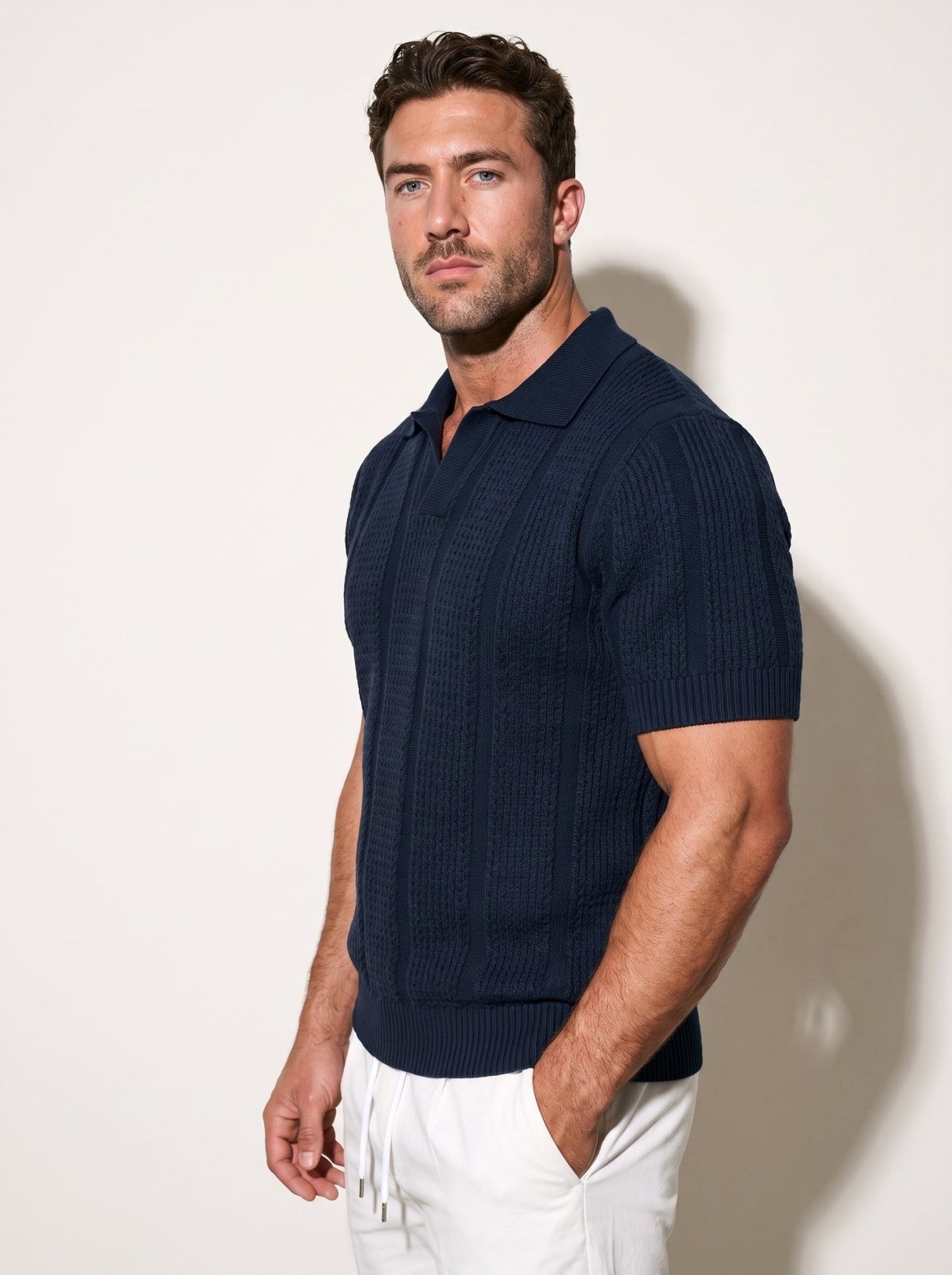 Textured Mesh-Knit Polo - vencé