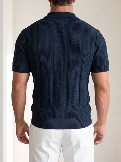 Textured Mesh-Knit Polo - vencé