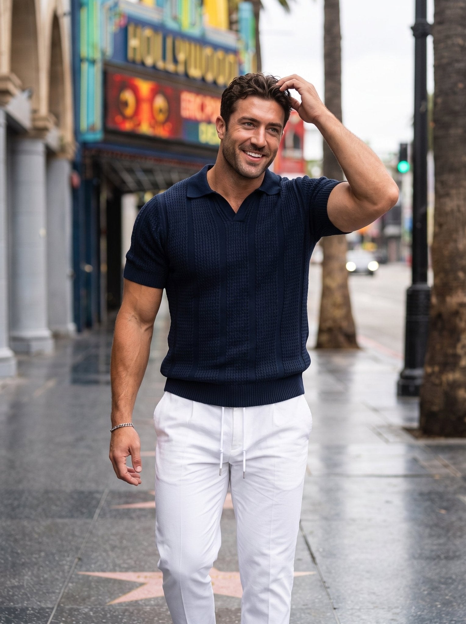 Textured Mesh-Knit Polo - vencé
