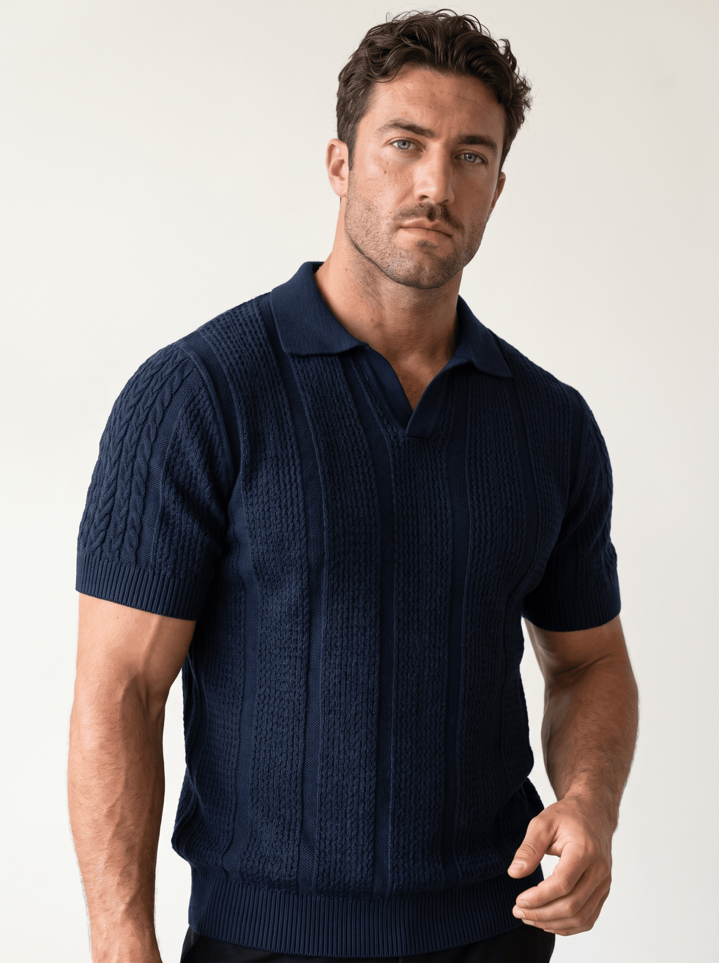 Textured Mesh-Knit Polo - vencé