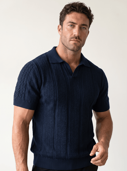 Textured Mesh-Knit Polo - vencé