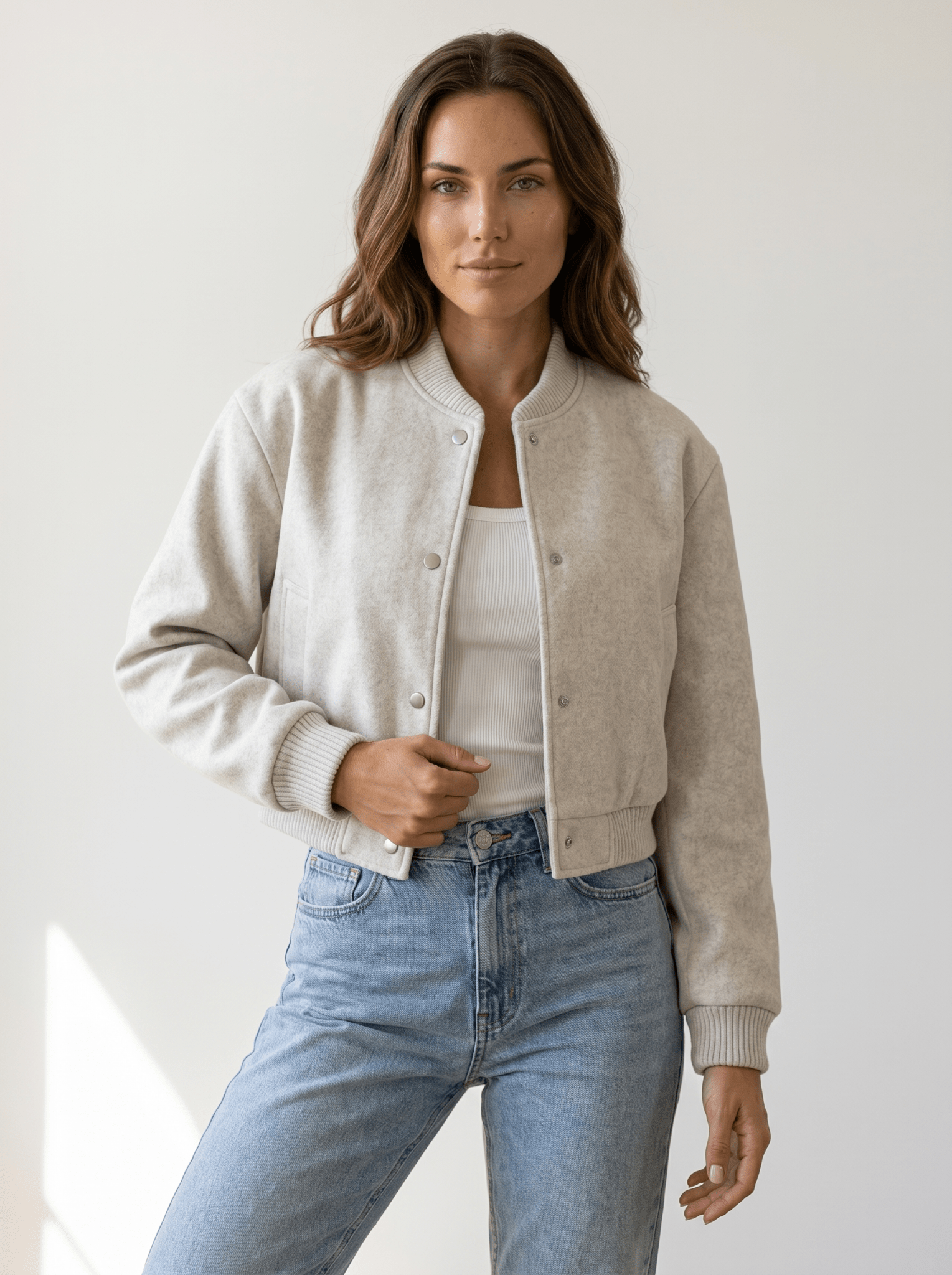 Tweed Cropped Womens Bomber Jacket - vencé