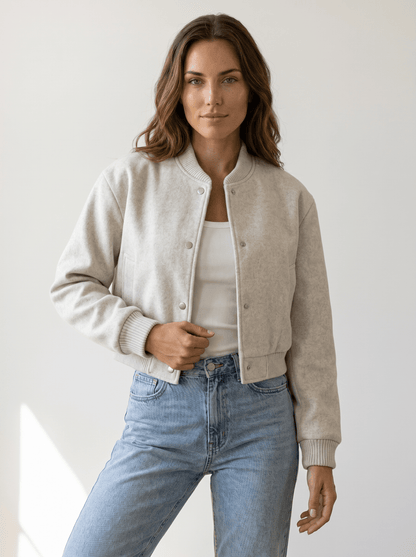 Tweed Cropped Womens Bomber Jacket - vencé
