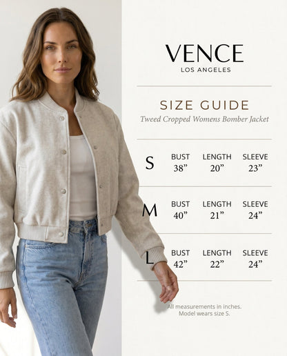 Tweed Cropped Womens Bomber Jacket - vencé