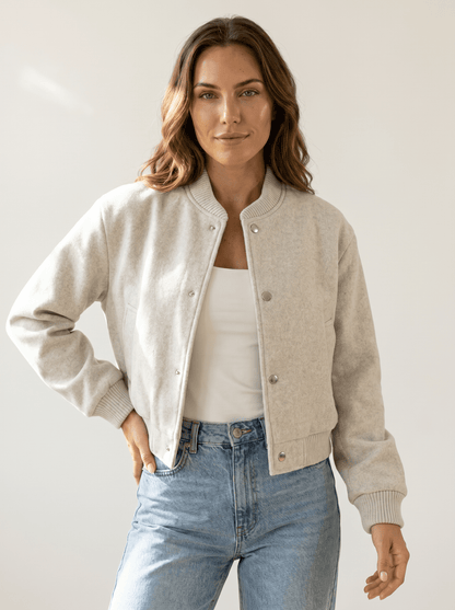 Tweed Cropped Womens Bomber Jacket - vencé