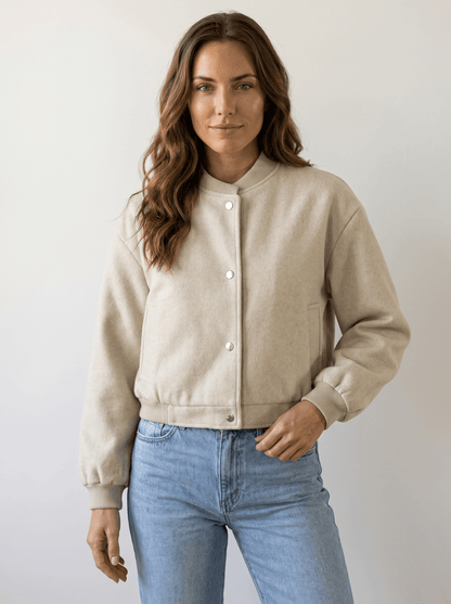 Tweed Cropped Womens Bomber Jacket - vencé