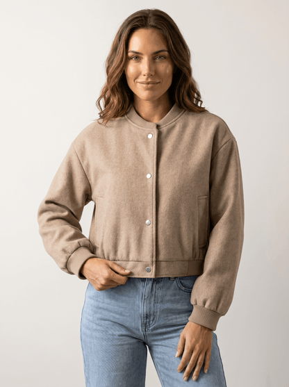 Tweed Cropped Womens Bomber Jacket - vencé