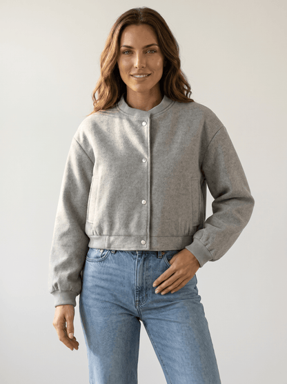 Tweed Cropped Womens Bomber Jacket - vencé