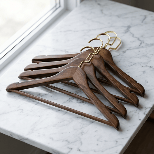 Vence Wooden Clothes Hangers with Brass Hooks - vencé