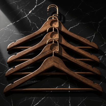 Vence Wooden Clothes Hangers with Brass Hooks - vencé