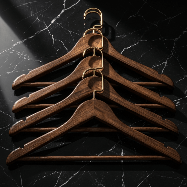 Vence Wooden Clothes Hangers with Brass Hooks - vencé