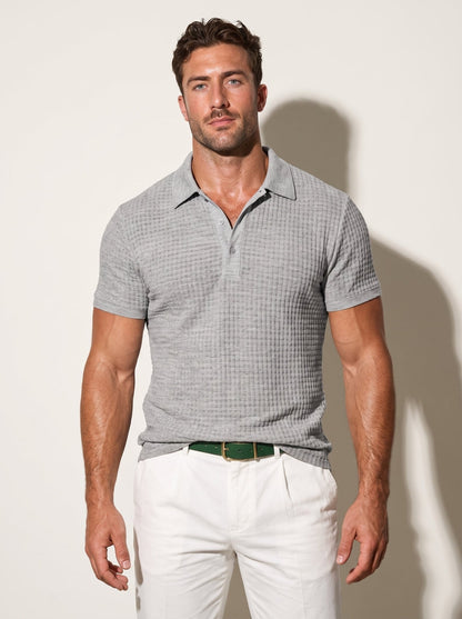 Waffle-Knit Button Polo - vencé
