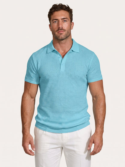 Waffle-Knit Button Polo - vencé