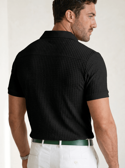 Waffle-Knit Button Polo - vencé