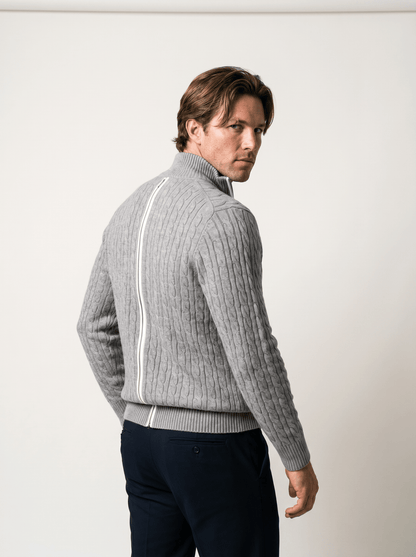 Wool Quarter-Zip Cable Sweater - vencé